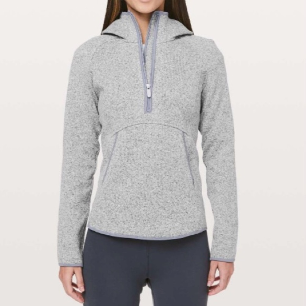 Lululemon Fleece and Thank You Pullover Heathered Silver Lilac Sz 2 Activewear